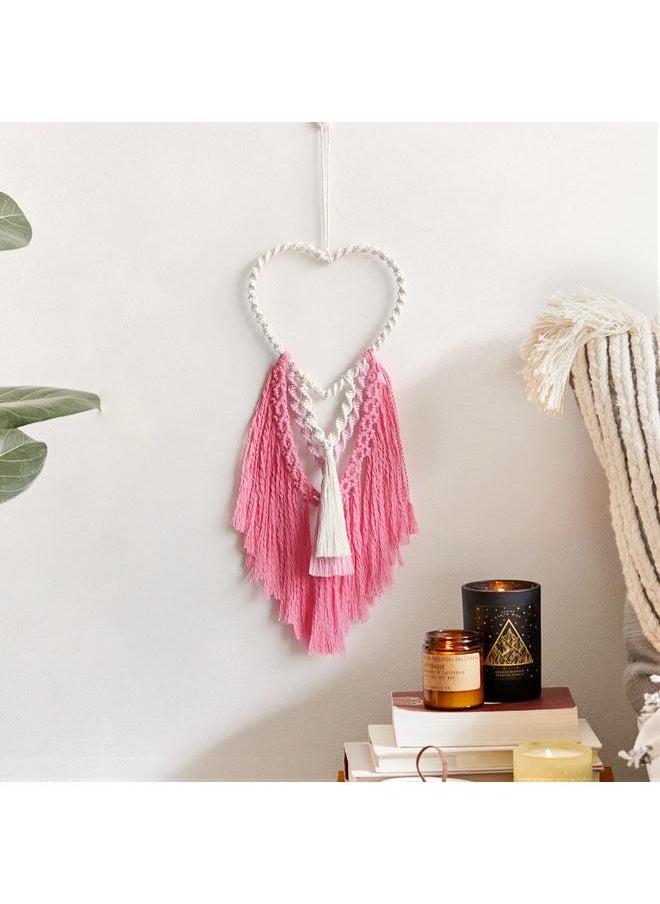 Bluejw New Bohemian Peach Heart-shaped Hand-woven Tapestry Love Pendant Wall Decoration Room Decoration  - Image 2