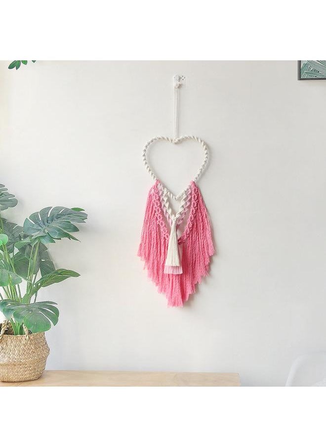 Bluejw New Bohemian Peach Heart-shaped Hand-woven Tapestry Love Pendant Wall Decoration Room Decoration  - Image 4