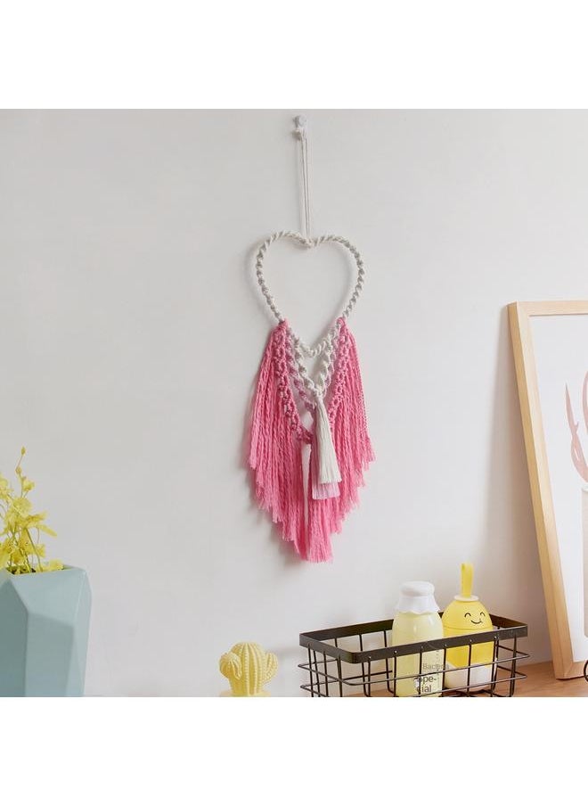 Bluejw New Bohemian Peach Heart-shaped Hand-woven Tapestry Love Pendant Wall Decoration Room Decoration  - Image 5