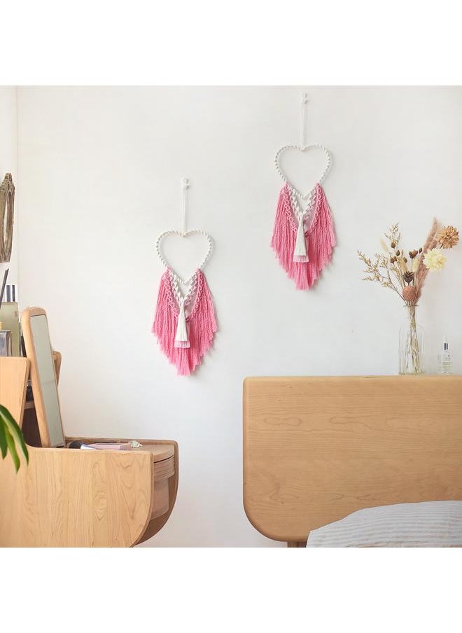 Bluejw New Bohemian Peach Heart-shaped Hand-woven Tapestry Love Pendant Wall Decoration Room Decoration  - Image 3