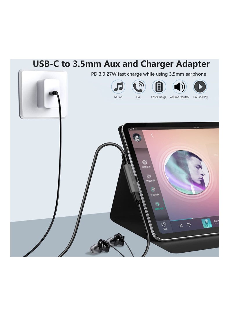 Anmi USB C to 3.5mm Audio Headphone Adapter and Charger, 2 in 1 USB C Headphone Jack  with 27W Fast Charging Dongle Adapter Compatible with Galaxy S23 Ultra/S22/A53/Note 20 - Image 3