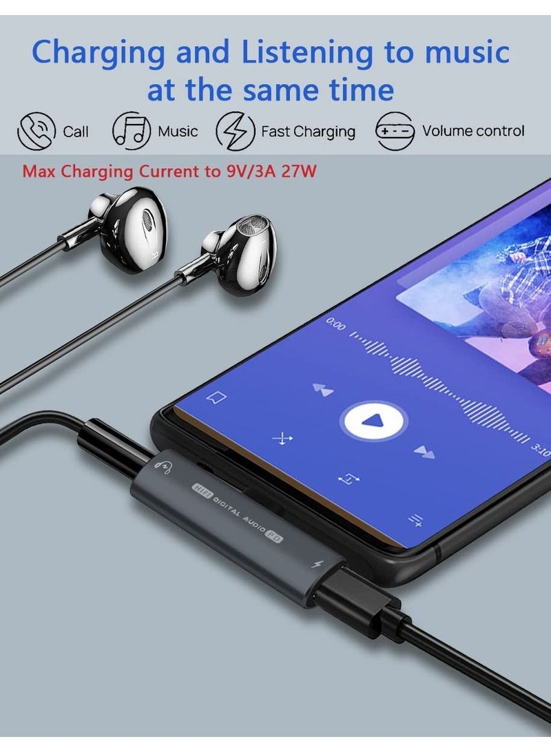 Anmi USB C to 3.5mm Audio Headphone Adapter and Charger, 2 in 1 USB C Headphone Jack  with 27W Fast Charging Dongle Adapter Compatible with Galaxy S23 Ultra/S22/A53/Note 20 - Image 2