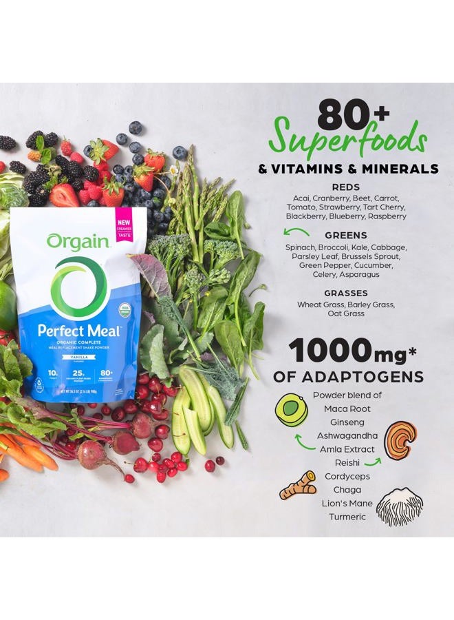 Orgain Organic Perfect Meal Replacement Protein Powder, Vanilla - 25g Plant Based Protein, 80+ Superfoods, Probiotics & Fiber, Gluten Free, Dairy and Soy Free, Vegan, For Smoothies & Shakes - 2.16lb - Image 3