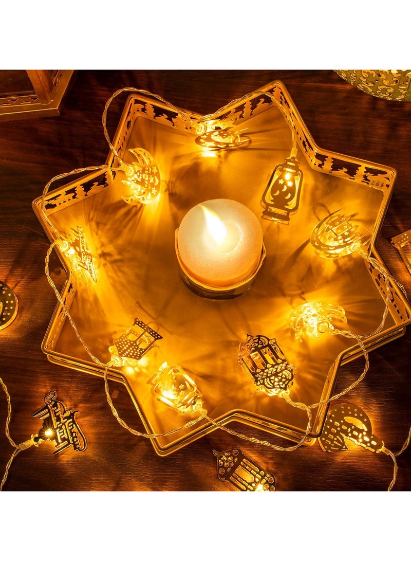 AUTOYSUR Eid Al Adha Decorations String Lights, Eid Moon Star Kerosene Lantern Lamp, Battery Operated for Ramadan Outdoor Home Decoration Party Supplies (1 Pack,10 Feet 20 LEDs) - Image 3