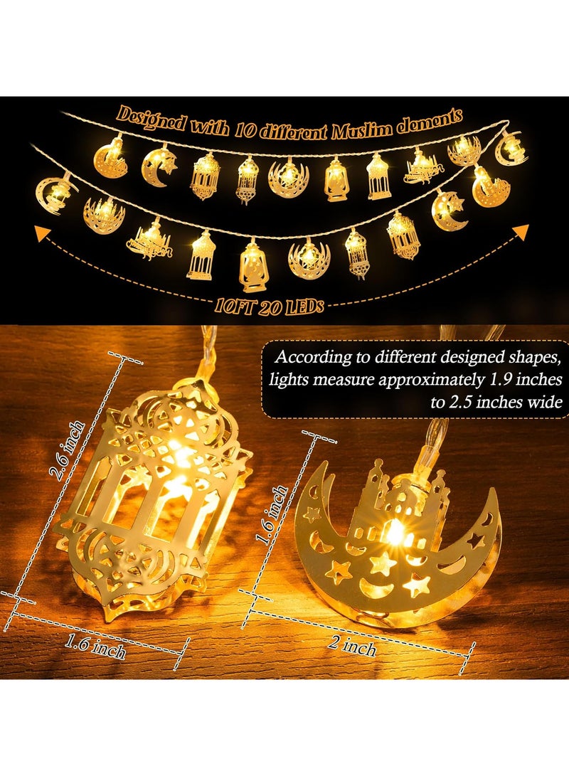 AUTOYSUR Eid Al Adha Decorations String Lights, Eid Moon Star Kerosene Lantern Lamp, Battery Operated for Ramadan Outdoor Home Decoration Party Supplies (1 Pack,10 Feet 20 LEDs) - Image 5