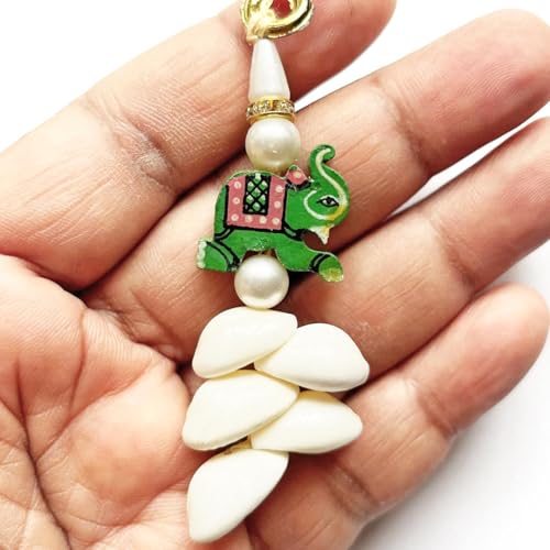 Adikala Kaudi Shells with Wooden Elephant Tassels for Saree Pallu, Designer Dress, Lehenga, Suits, Blouses, Bags, DIY Art and Craft (20, Multi Color) - Image 3
