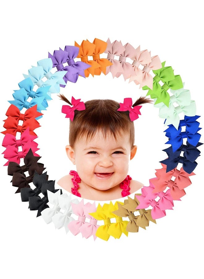 ALinmo 2" Baby Hair Clips Fully Lined Bows Tiny Alligator Clips for Infants and Toddlers in Pairs - Image 1