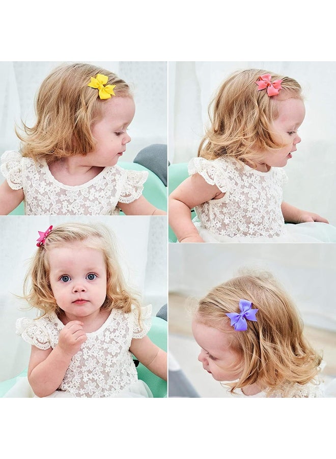 ALinmo 2" Baby Hair Clips Fully Lined Bows Tiny Alligator Clips for Infants and Toddlers in Pairs - Image 3