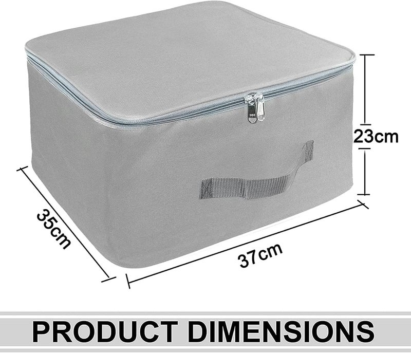 Storite 10 Pack Nylon Wardrobe Bag Underbed Moisture Proof Cloth Storage Organiser with Zippered Closure & Handle (Grey, 38x35.5x25.4 cm) Square - Image 2