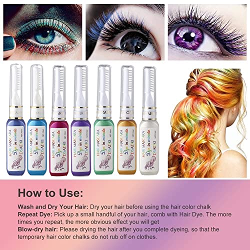 DSADKI Temporary Hair Color Mascara Washable Hair Dye Stick Non-toxic Instant Hair Chalk Dye for Girls Women (Purple) - Image 4