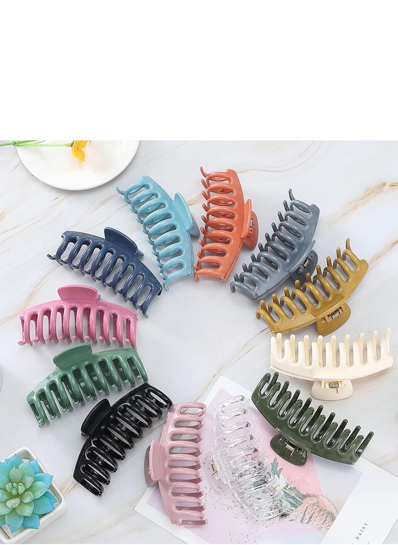 NEW LIVE - 12 Pack Hair Claw Clips Large 4.3 Inch Hair Clips Stylish Barrettes in 12 Colors for Women - Image 1