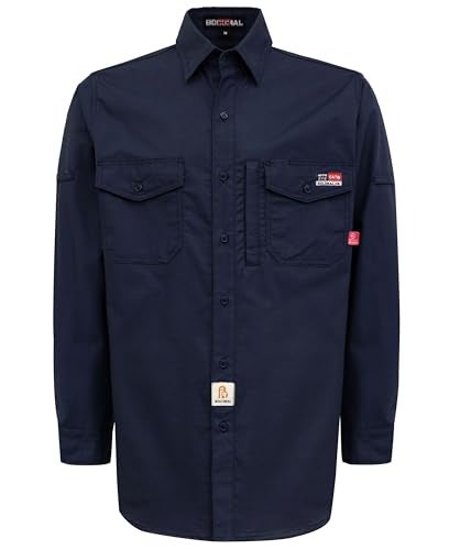 BOCOMAL FR Shirts 6oz Ripstop Durable Rugged Zipper Pocket Water Repellent Finish Fire Resistant Shirt-CAT2 Dark Navy - Image 1