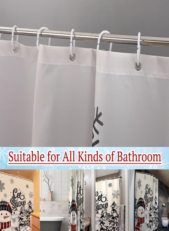 Drydiet 4 Pcs Christmas Snowman Shower Curtain Sets with Non Slip Rugs Toilet Lid Cover Bath Mat and 12 Hooks Let It Snow Winter Snowman Bathroom Decor Snowflake Shower Curtain(Black) - Image 5