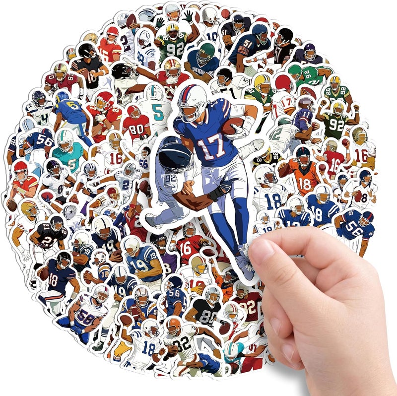 LINAYE 150 PCS Football Stickers Vinyl Waterproof Non-Repeating Adhesive Sport Stickers Decals Bulk for Water Bottles, Laptops Football Party Favors Goodie Bags Stuffers Gifts for Boys Teens Adults - Image 1