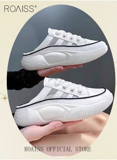 roaiss Women's Closed Toe Half Slippers Summer Slip-On Lazy Half Slide Sandals Soft and Comfortable Hollow Out Thick Sole Casual Shoes for Women Freeing up your feet  - Image 3