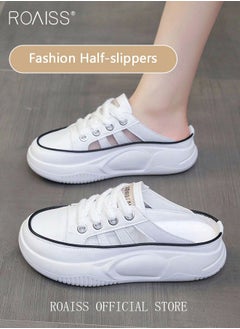 roaiss Women's Closed Toe Half Slippers Summer Slip-On Lazy Half Slide Sandals Soft and Comfortable Hollow Out Thick Sole Casual Shoes for Women Freeing up your feet  - Image 4
