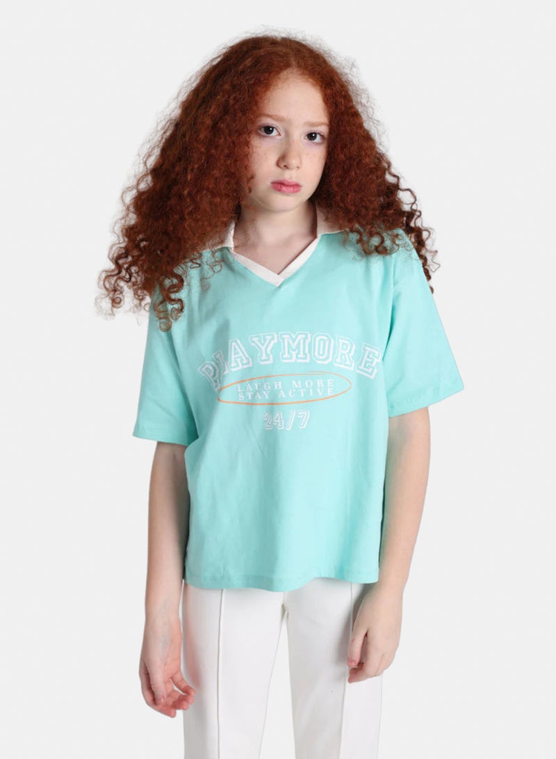 playmore Teens Aqua "Playmore" T-Shirt - Image 1