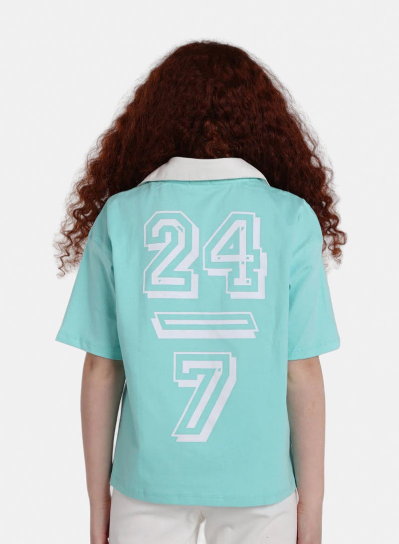 playmore Teens Aqua "Playmore" T-Shirt - Image 2