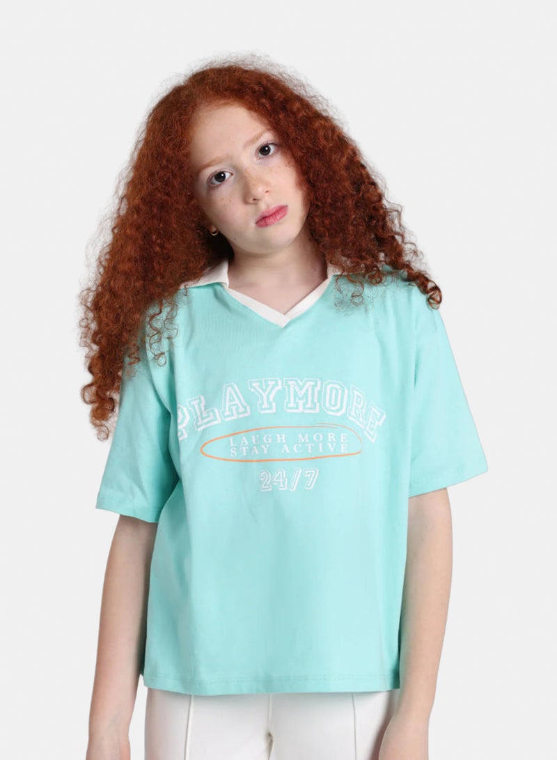 playmore Teens Aqua "Playmore" T-Shirt - Image 3