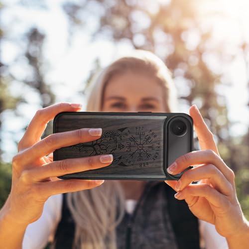 Carveit Magnetic Wooden Case for iPhone Air Case, Wood Artisan Engraved & Soft TPU Shockproof Cover, Compatible with MagSafe 17 Air Wireless Chargers (The Guiding Vegvisir) Blackwood - Image 5