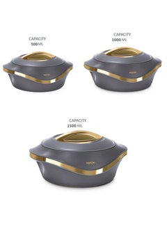 Milton Set of 3 Inner Stainless Steel Hotpot (500 ml, 1000 ml, 1500 ml) Dark Grey/Gold  - Image 4