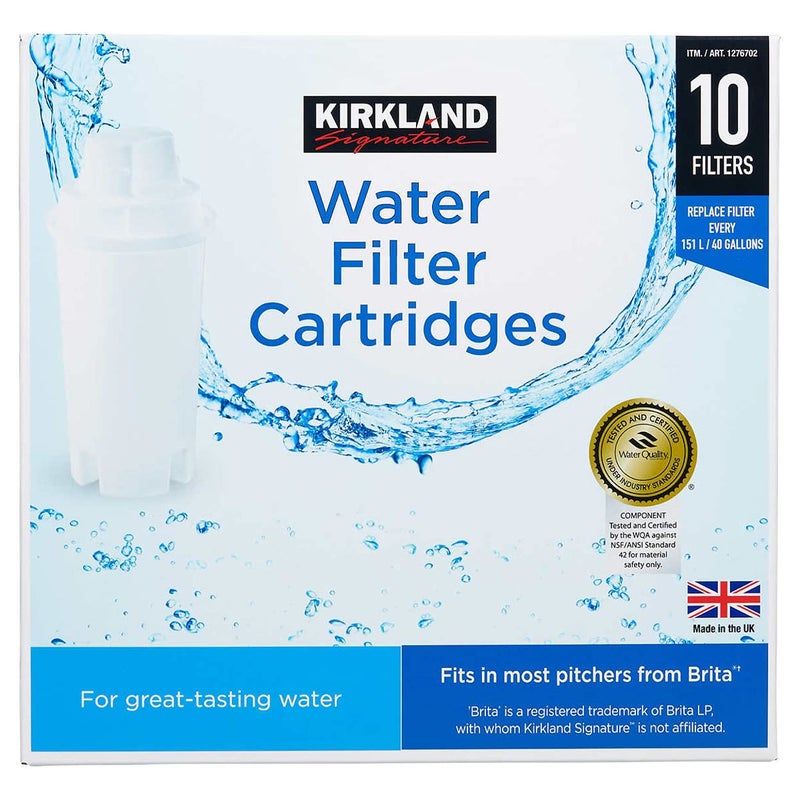Kirkland Kirkland Signature Water Filter Cartridges for Brita Pitchers 10 Refills 