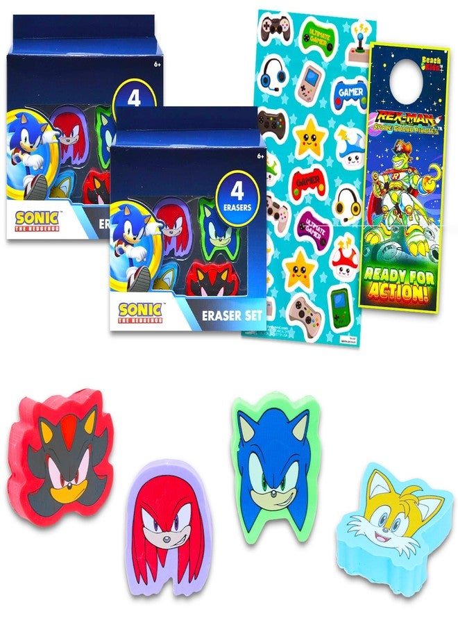 Sonic The Hedgehog مجموعة حفلات سونيك القنفذ - حزمة تحتوي على 8 ممحاة سونيك القنفذ تضم ناكلز، شادو، وتايلز بالإضافة إلى المزيد | مستلزمات حفلات سونيك للأطفال، الأولاد، البنات - Image 1