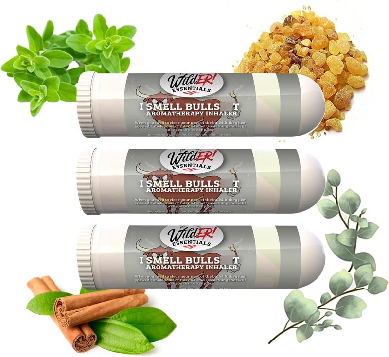 mEssentials Wilder Essentials 3 Pack of I Smell Bull Aromatherapy Nasal Inhalers Made with 100% Natural, Therapeutic Grade Essential Oils for clearing Your Airways and Lifts The Spirit