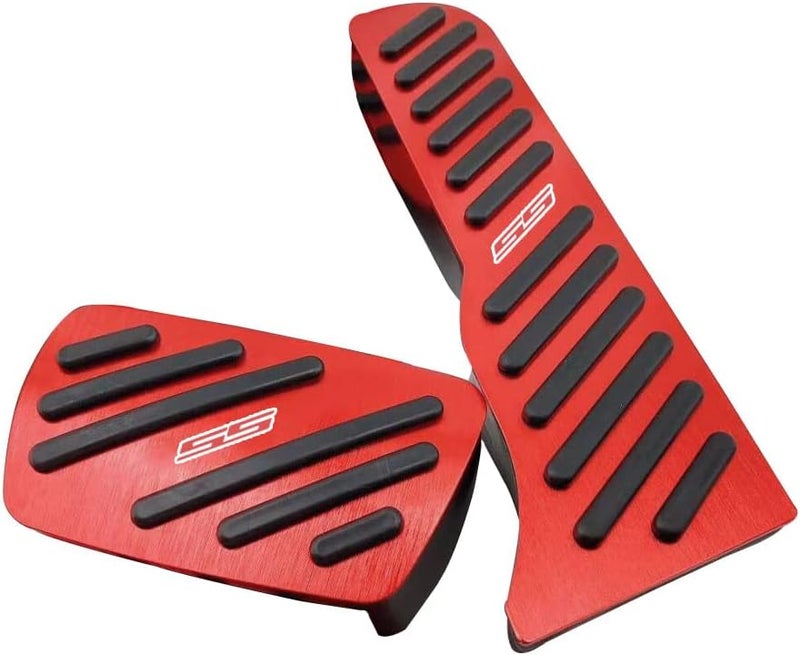 BOYOUS 2PCS Aluminum Alloy No Drilling Anti-Slip Brake and Accelerator Pedal Pads Cover Set for Chevrolet Camaro 2016-2023 (Red) - Image 1