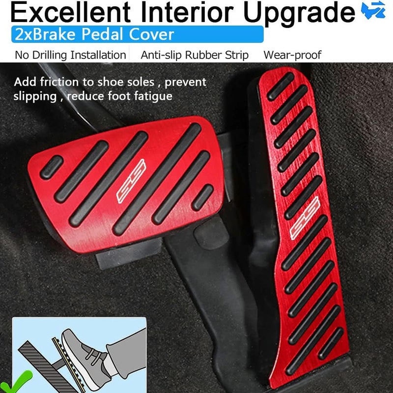 BOYOUS 2PCS Aluminum Alloy No Drilling Anti-Slip Brake and Accelerator Pedal Pads Cover Set for Chevrolet Camaro 2016-2023 (Red) - Image 3