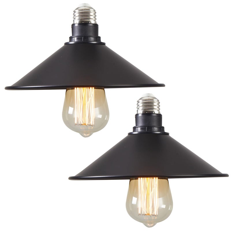 WOERFU 2-Pack E26 to E26 Screw-in Industrial Style Ceiling Lights Fixture, Matte Black Farmhouse Light Fixtures for Kitchen, Laundry Room, Entryway, Hallway - Image 1