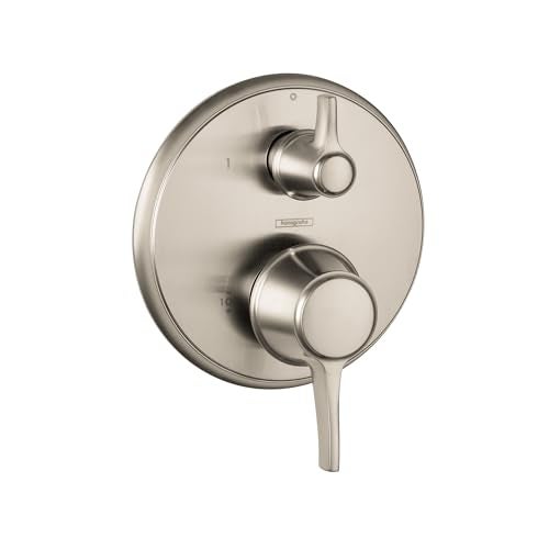 hansgrohe Ecostat Classic Pressure Balance Shower Valve Trim with Diverter in Brushed Nickel, 04449820 - Image 1