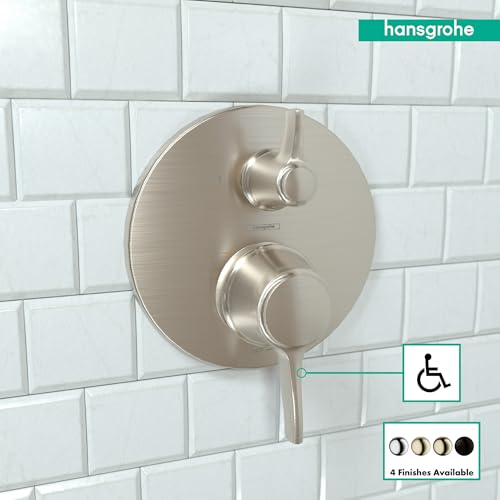 hansgrohe Ecostat Classic Pressure Balance Shower Valve Trim with Diverter in Brushed Nickel, 04449820 - Image 3