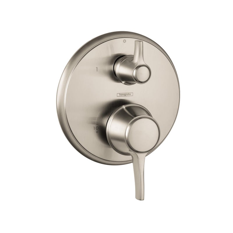 hansgrohe Ecostat Classic Pressure Balance Shower Valve Trim with Diverter in Brushed Nickel, 04449820 - Image 5