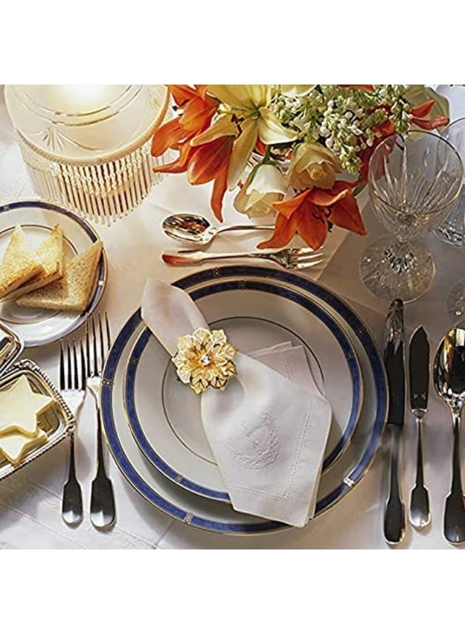 كيلا مجموعة من 10 حلقات معدنية مجوفة على شكل زهرة لحمل المناديل، مثالية لحفلات الزفاف، والمناسبات، وولائم الأعياد، وعشاء عيد الميلاد، ومشابك المناديل الرقيقة، وهدايا تذكارية (زهرة ذهبية). - Image 3