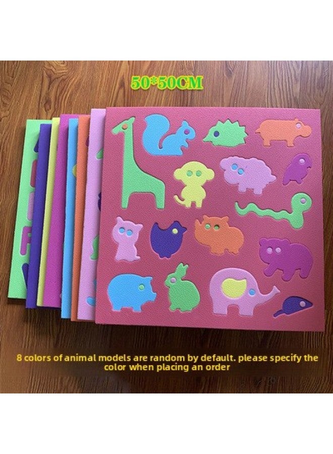 Kindergarten Wall Building Blocks Shape Matching EVA Foam Splicing Puzzle Area Soft Building Blocks Wall Children's Toys-Color:Animal Style - Image 1
