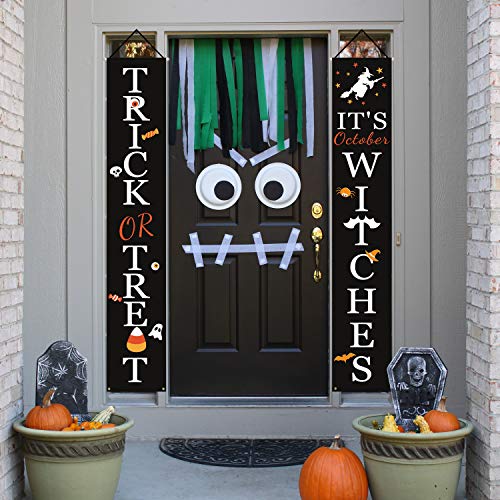 DAZONGE Halloween Decorations, Trick or Treat & It's October Witches Porch Banners for Halloween Hanging Decorations Indoor Outdoor - Image 5