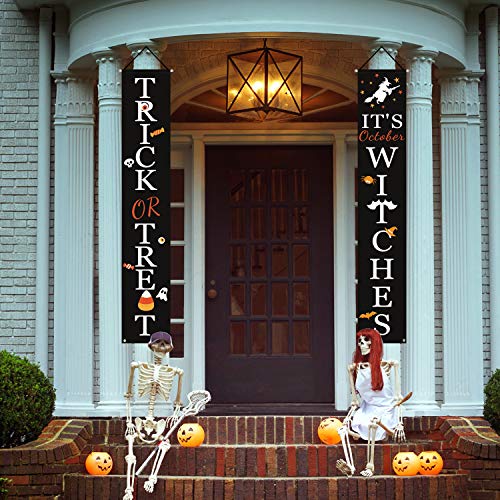 DAZONGE Halloween Decorations, Trick or Treat & It's October Witches Porch Banners for Halloween Hanging Decorations Indoor Outdoor - Image 2