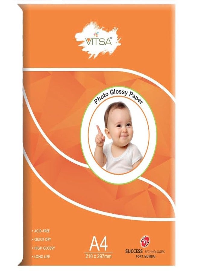 VITSA Photo Glossy Paper for Inkjet Photo Printing - A4 size - 180gsm (2 packs of 50) (100 sheets) - Image 1
