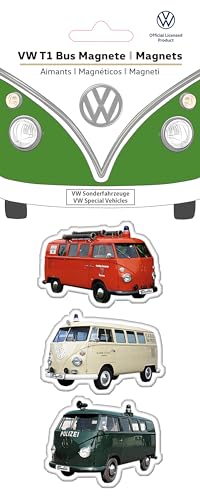 BRISA VW Collection - Volkswagen Refrigerator Office Pinboard Magnets with T1 Bus Motifs (3-Piece Set/Special Vehicles/Multicolor) - Image 1