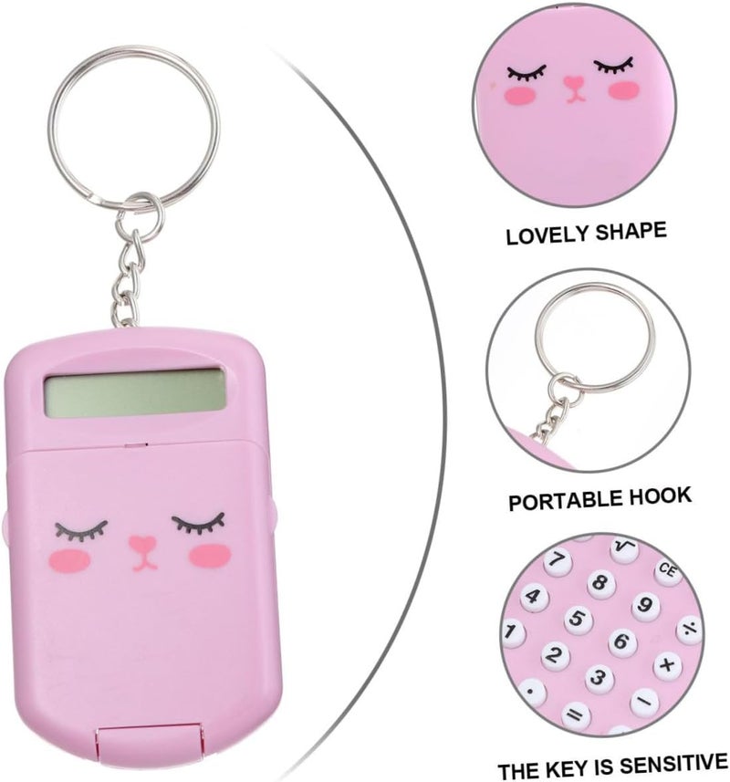 2pcs Mini Electronic Calculator Set for Students Portable Pocket Arithmetic Calculator with Cute Pink Design for School and Office Use - Image 5