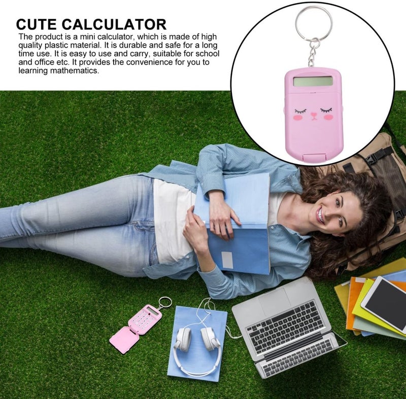 2pcs Mini Electronic Calculator Set for Students Portable Pocket Arithmetic Calculator with Cute Pink Design for School and Office Use - Image 2