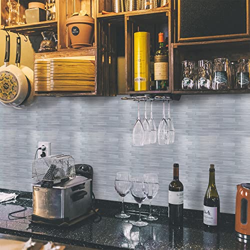 Homeart Peel and Stick Backsplash Linear Tiles, Brushed Aluminum Surface Stainless Steel Kitchen Backsplash Mini Subway Mosaic Tiles (6 Sheets) - Image 4