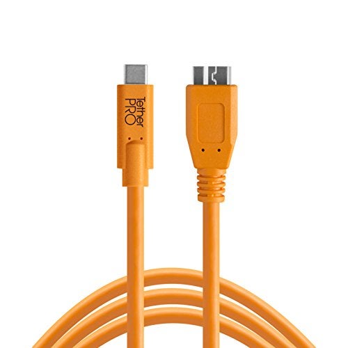 Tether Tools TetherPro USB-C to USB 3.0 Micro-B Cable | for Fast Transfer and Connection Between Camera and Computer | High Visibility Orange | 15 Feet (4.6 m) - Image 1