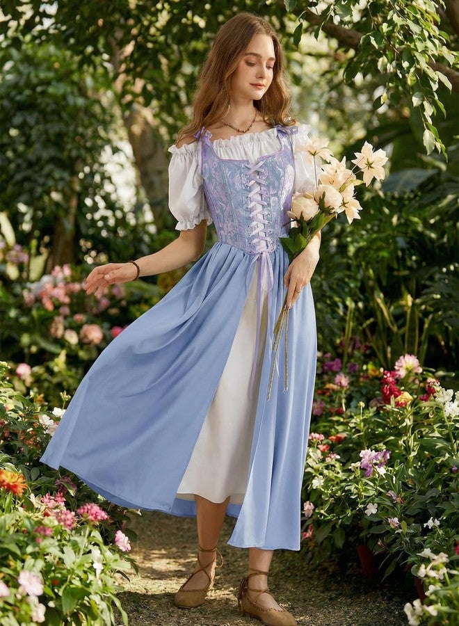 SCARLET DARKNESS Renaissance Costume Women Medieval Corset Dress Puff Sleeve Fairy Dress Lavender Size 16 - Image 2
