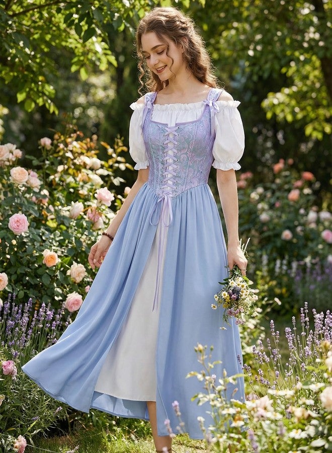 SCARLET DARKNESS Renaissance Costume Women Medieval Corset Dress Puff Sleeve Fairy Dress Lavender Size 16 - Image 3