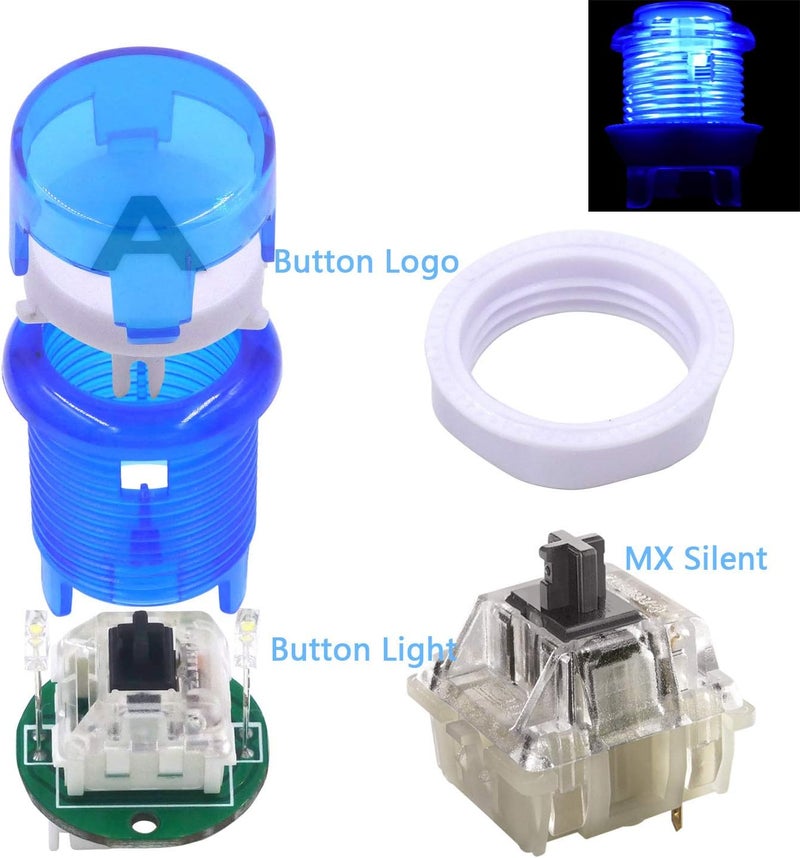 وحدة تحكم LED لألعاب الأركيد مع مشفر USB ولوحة ألعاب ومفاتيح صغيرة من نوع Cherry MX وأزرار ضوئية وعصا تحكم LED رباعية/ثمانية الاتجاهات لأجهزة Nintendo Switch وPC وPS3 وRaspberry Pi وMAME - Image 5