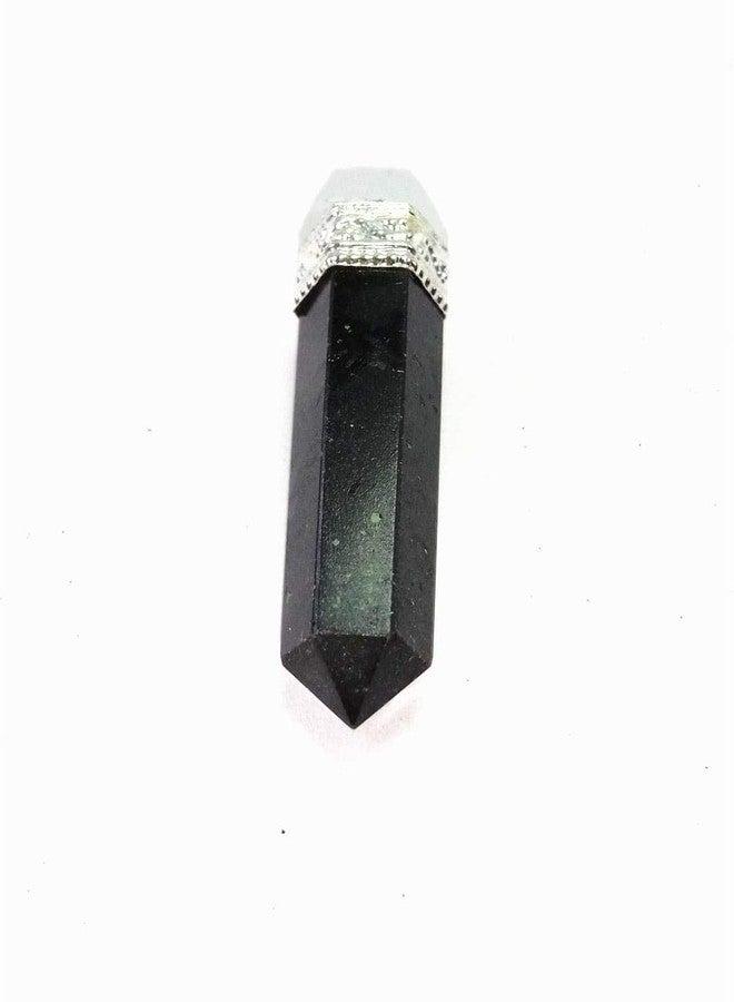 CA AGATE قلادة من العقيق الأسود التورمالين، بتصميم رأس قلم رصاص، من الأحجار الكريمة العلاجية - Image 4