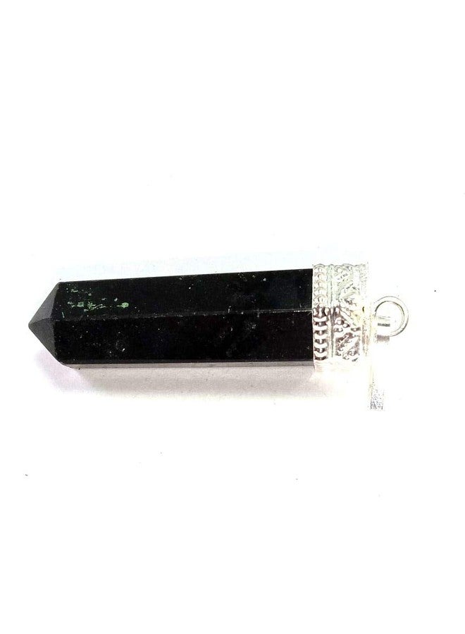 CA AGATE قلادة من العقيق الأسود التورمالين، بتصميم رأس قلم رصاص، من الأحجار الكريمة العلاجية - Image 2