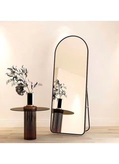 Huitich Arched Floor Mirror With Stand and Aluminum Alloy Frame, Black, 147x37 cm  - Image 2